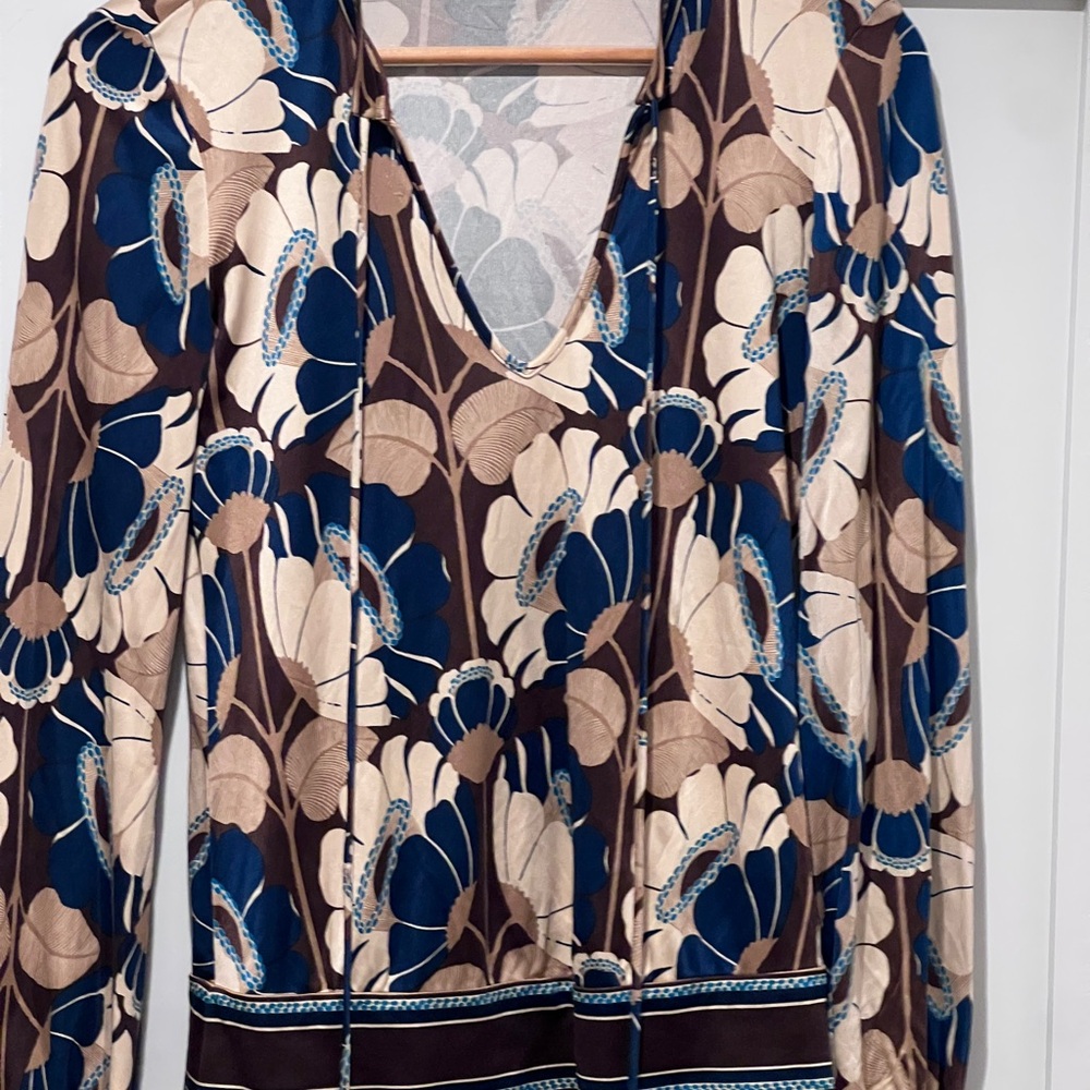 Trina Turk Brown and Blue Patterned Dress